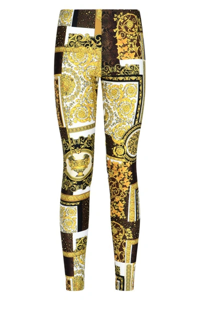 Shop Versace Barocco Printed Leggings In Multi