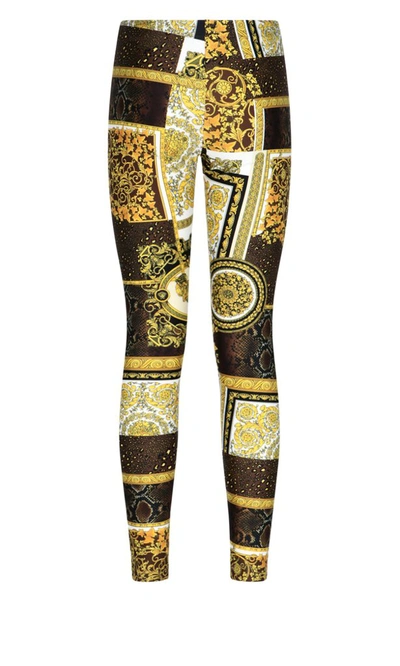 Shop Versace Barocco Printed Leggings In Multi