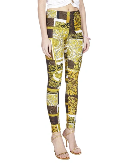 Shop Versace Barocco Printed Leggings In Multi