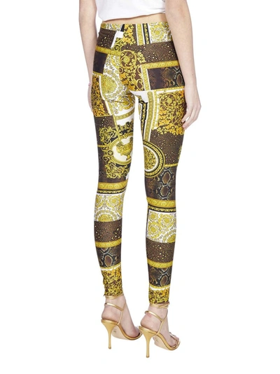 Shop Versace Barocco Printed Leggings In Multi