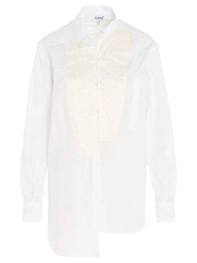 Shop Loewe Asymmetric Pleated Shirt In White
