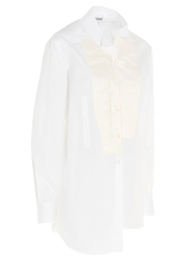 Shop Loewe Asymmetric Pleated Shirt In White