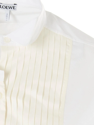 Shop Loewe Asymmetric Pleated Shirt In White