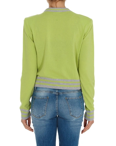 Shop Balmain Logo Knitted Sweater In Green