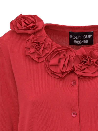 Shop Boutique Moschino Floral Collar Cardigan In Red