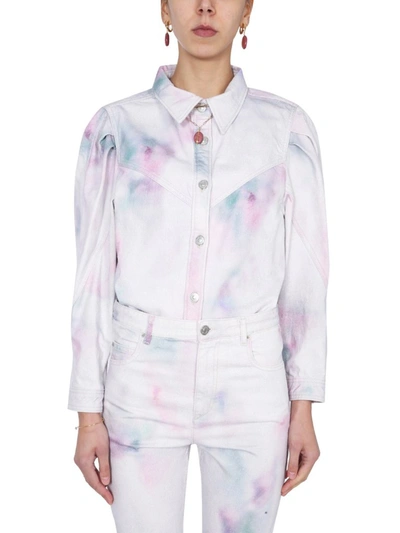 Shop Isabel Marant Étoile Leona Bleached Shirt Jacket In Grey