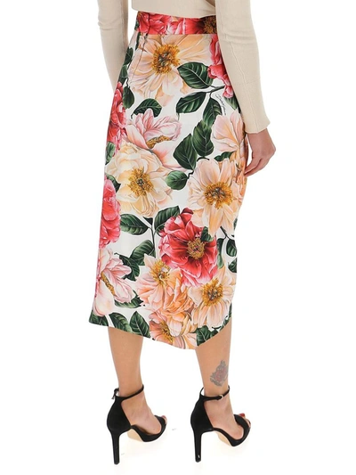 Shop Dolce & Gabbana Floral Print Midi Pencil Skirt In Multi