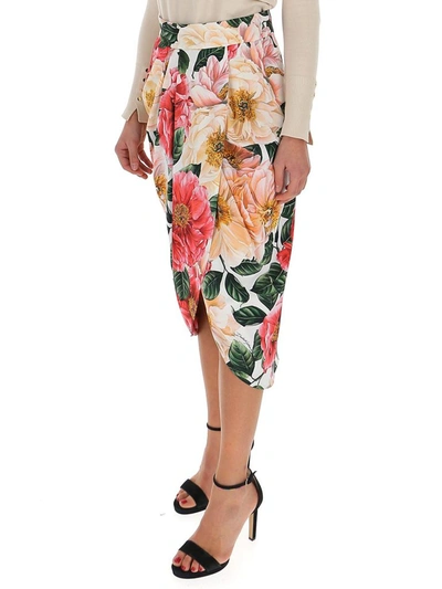 Shop Dolce & Gabbana Floral Print Midi Pencil Skirt In Multi
