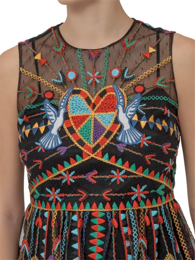 Shop Red Valentino Redvalentino Embroidered Tulle Dress In Multi