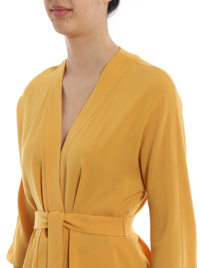 Shop Max Mara Tie Waist Blouse In Yellow