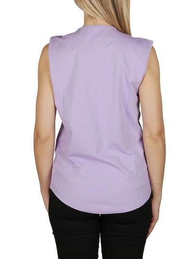 Shop Balmain Logo Print Sleeveless Top In Purple