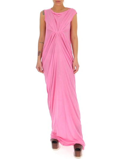 Shop Rick Owens Sleeveless Draped Maxi Dress In Pink