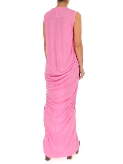Shop Rick Owens Sleeveless Draped Maxi Dress In Pink