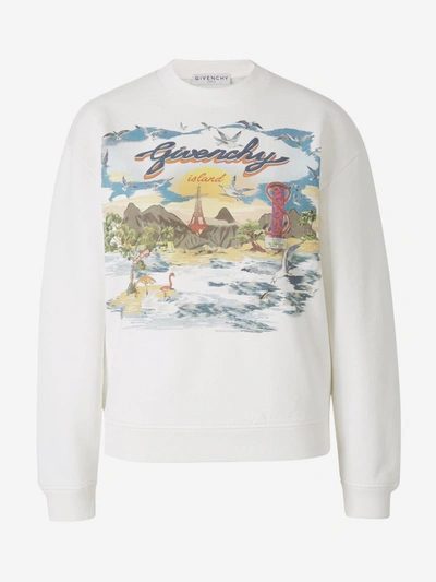Shop Givenchy Island Print Sweatshirt In White