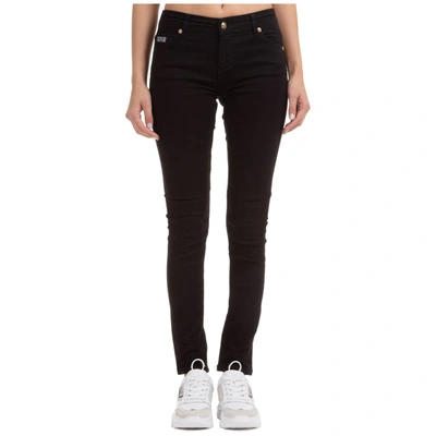 Shop Versace Jeans Couture Logo Embroidered Skinny Jeans In Black