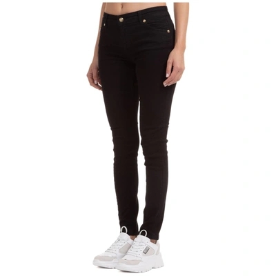 Shop Versace Jeans Couture Logo Embroidered Skinny Jeans In Black