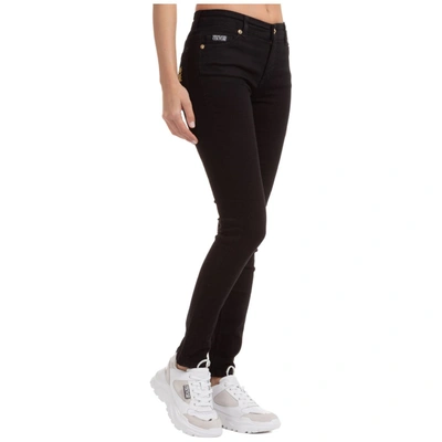 Shop Versace Jeans Couture Logo Embroidered Skinny Jeans In Black