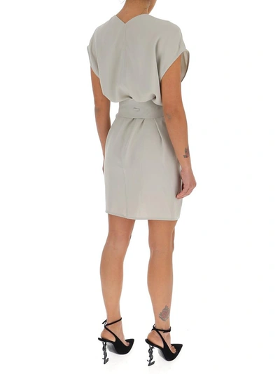 Shop Rick Owens Front Slits Belted Mini Dress In Grey