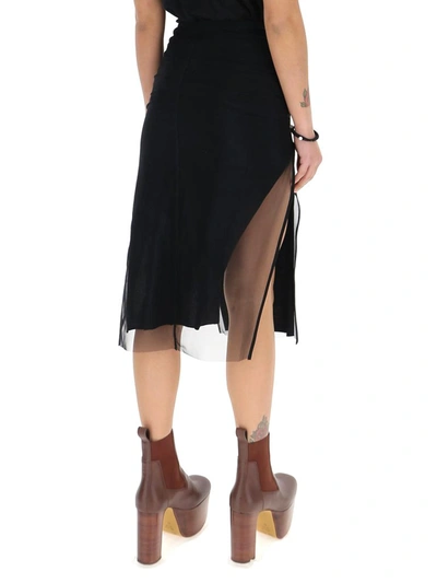 Shop Rick Owens Collage Sides Split Midi Skirt In Black