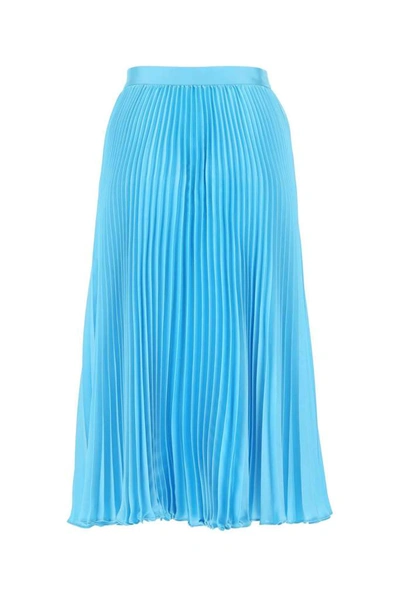 Shop Versace Pleated Skirt In Blue