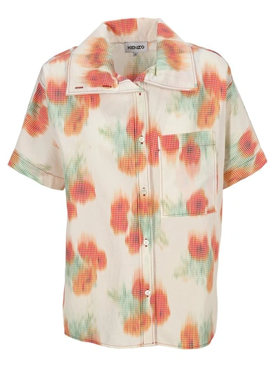 Shop Kenzo Coquelicot Print Short Sleeve Shirt In Multi