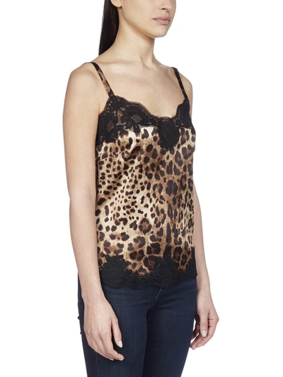 Shop Dolce & Gabbana Leopard Print Lace Camisole In Multi