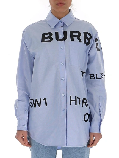 Shop Burberry Logo Motif Shirt In Blue