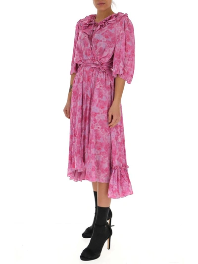 Shop Balenciaga Ruffled Wrap Dress In Pink