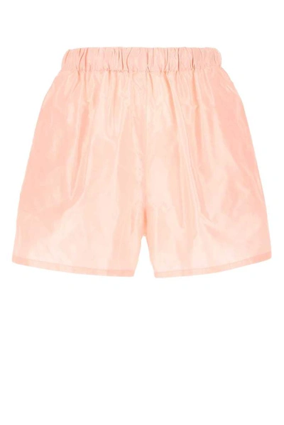 Shop Prada Back Logo Patch Shorts In Pink