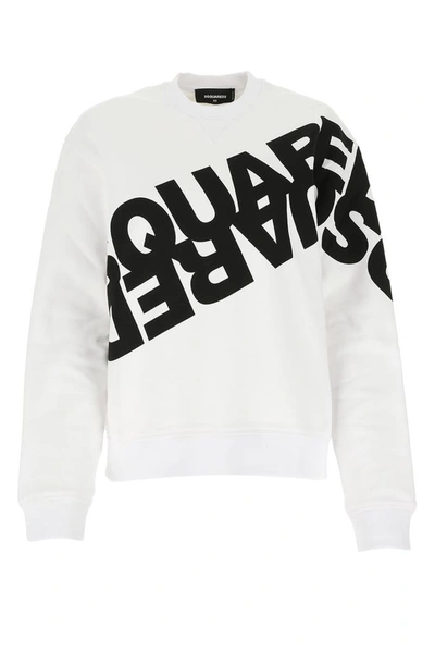 Shop Dsquared2 Mirrored Logo Printed Sweatshirt In White