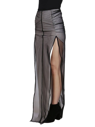 Shop Rick Owens Side Split Layered Maxi Skirt In Grey