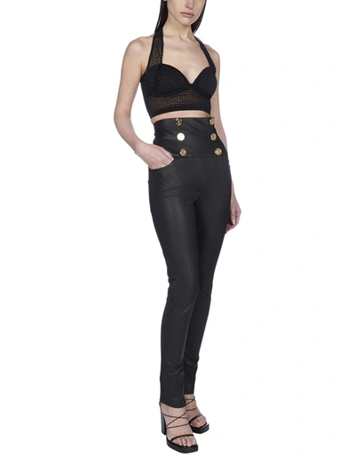 Shop Balmain High Waist Skinny Pants In Black