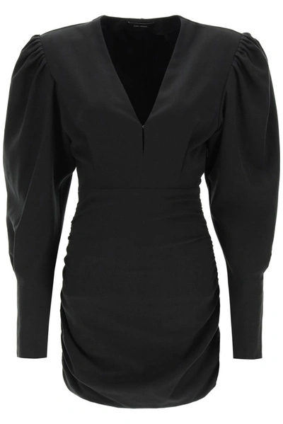 Shop Isabel Marant Stella Puff Sleeve Mini Dress In Black