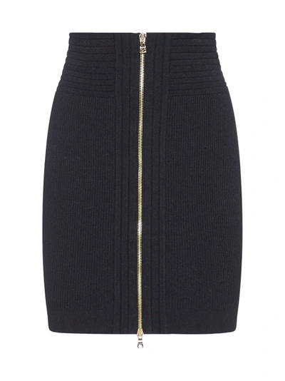 Shop Balmain Zipped Mini Skirt In Black