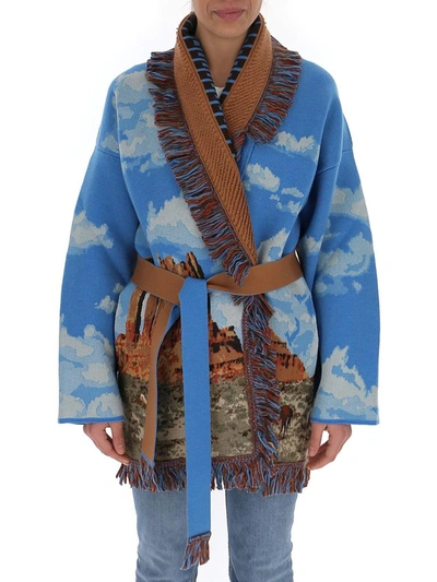Shop Alanui The Monument Valley Horses Fringed Cardigan In Multi