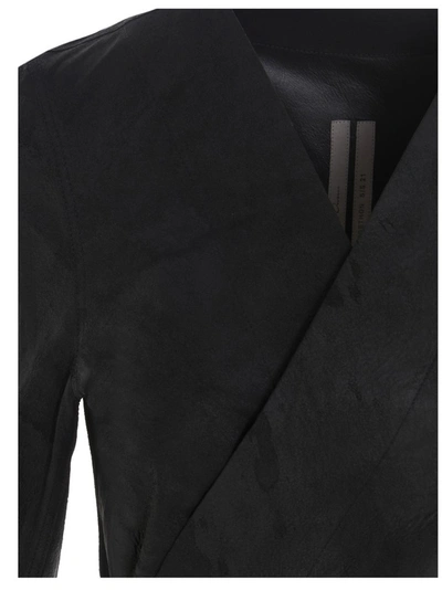 Shop Rick Owens Leather Wrap Jacket In Black