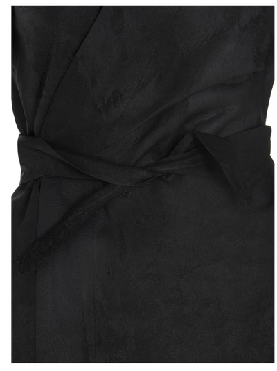 Shop Rick Owens Leather Wrap Jacket In Black