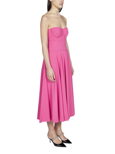 Shop Dolce & Gabbana Strapless Midi Dress In Pink