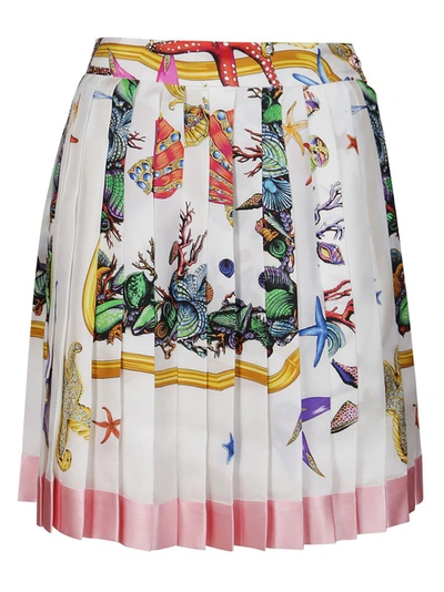 Shop Versace Printed Pleated Skirt In Multi