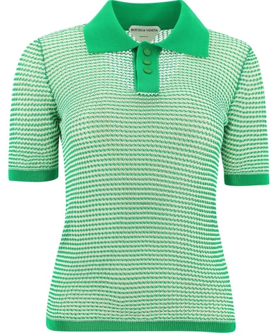 Shop Bottega Veneta Knit Polo Shirt In Green
