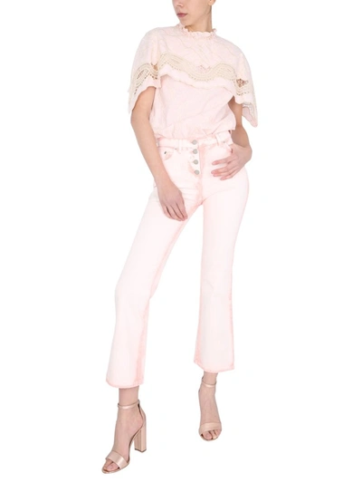 Shop Alberta Ferretti Sorbet Sky Dye Flared Pants In Pink