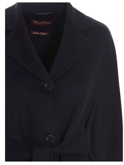 Shop Max Mara Studio Single Breasted Coat In Blue