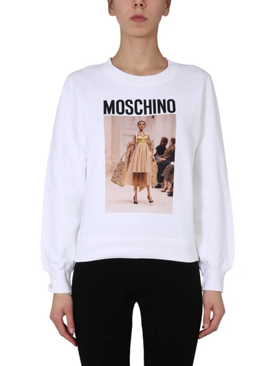 Shop Moschino Printed Sweatshirt In White
