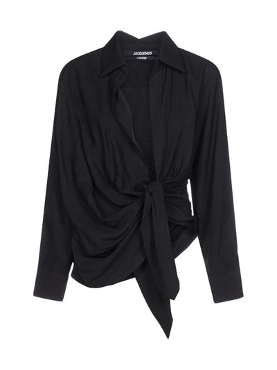 Shop Jacquemus La Chemise Bahia Shirt In Black