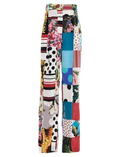 Shop Dolce & Gabbana Patchwork Flared Trousers In Multi