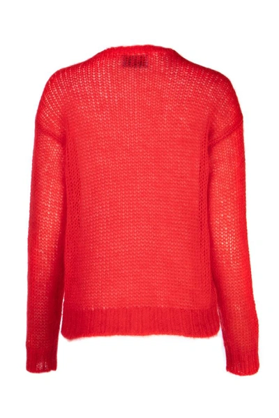Shop Prada Loose Knit Crewneck Jumper In Red