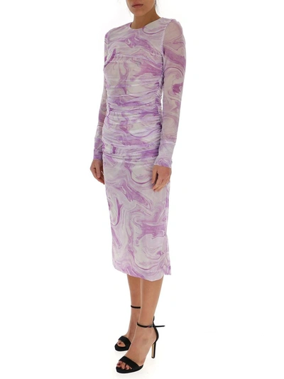 Shop Ganni Printed Mesh Midi Dress In Multi