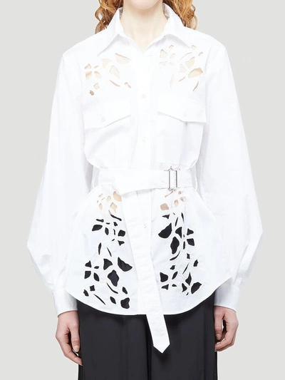 Shop Jw Anderson Belted Bell Sleeve Shirt In White