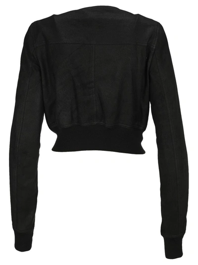 Shop Rick Owens Cropped Cuffed Bomber Jacket In Black