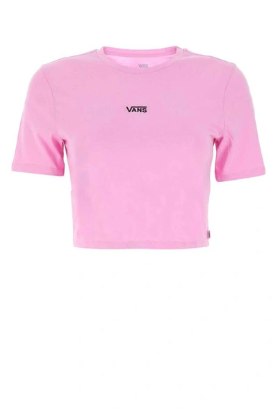 Shop Vans Logo Embroidered Cropped T In Pink